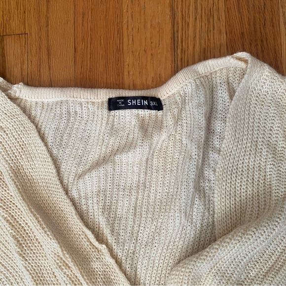 SHEIN Plus Size 3XL Wrap Sweater Cream Knit - Picture 6 of 6